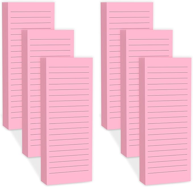 Magnetic Notepads Note Pads for Fridge with Full Magnet Back, 180 Sheets Pink Lined Refrigerator Notepad, 30 Sheets Per Pad for Grocery List, Shopping List, Office, Home, To-Do Lists & Memos