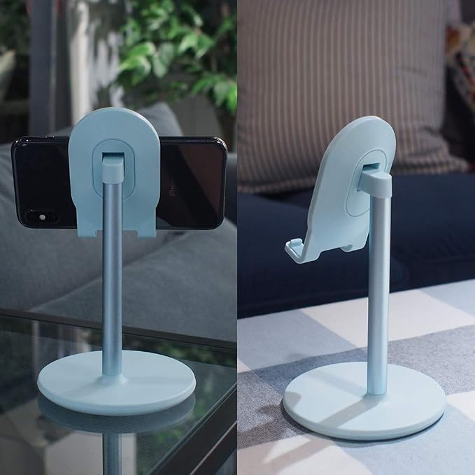 Bright Stone Phone Stand for Desk, Adjustable Cell Phone Holder for Desk, Compatible with 4"-12.9" Phones/Tablet/iPhone/iPad/Switch (Blue)