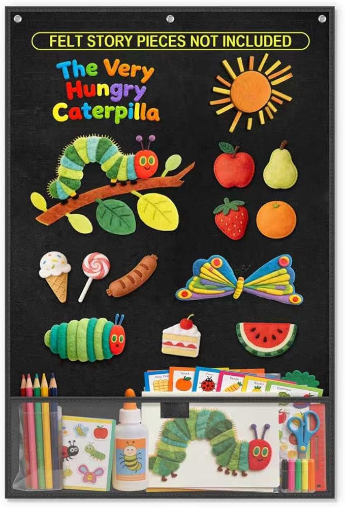24"x36" Felt Board for Classroom & Home - Flannel Story Board with Magnets, Transparent Pocket & 30 Self Adhesive Dots | Interactive Learning, Visual Schedule, Storytelling for Teachers & Kid