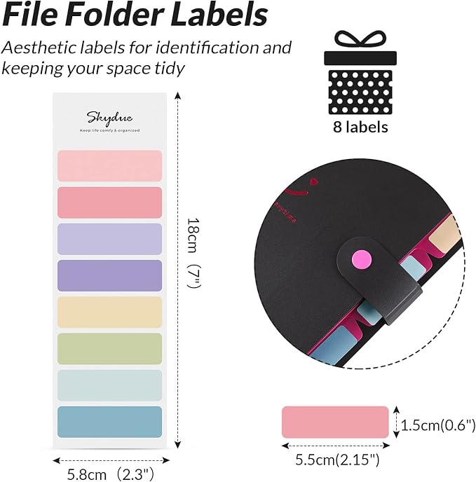 SKYDUE Expanding File Folder with 32 Labels, 5 Pockets A4 Letter Size Accordion Folder Paper Organizer for School and Office Pack of 4