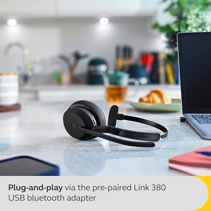 Jabra Evolve2 55 Mono Wireless Headset - Features AirComfort Technology, Noise-Cancelling Mics & Active Noise Cancellation - MS Teams Certified, Works with Other Platforms - Black