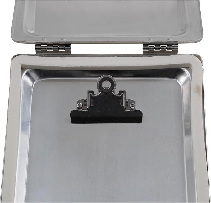 Buyers Products 5201103 Aluminum Clipboard Document Holder, Silver Plain Finish Record Box for 6 in x 9 in Papers, Dry Secure Storage for Packing Slips, Work Licenses and Permits