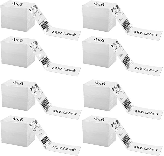 Immuson 4x6 Thermal Labels, 8 Pack of 8000 Folding Labels for Zebra Rollo MUNBYN POLONO Printer