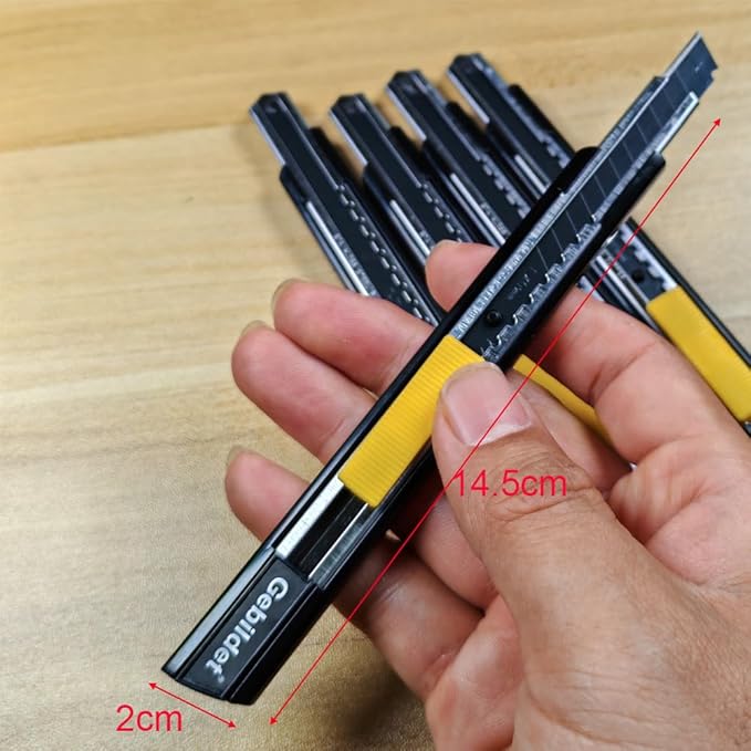 5pcs Right and Left Hand Self-Lock Cutter /9mm Snap Off Blades /60 Blade /Utility Knife /Graphic Knife (Black Holder)