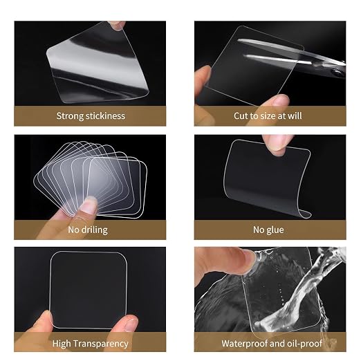Double Sided Adhesive Mounting Pads, Waterproof Sticky Tape,50Pcs | Square Stick pad,Two Sided Precut,Double Sided Tape Washable Sticky Pad for Walls, Hanging Pictures, DIY Craft Home Office