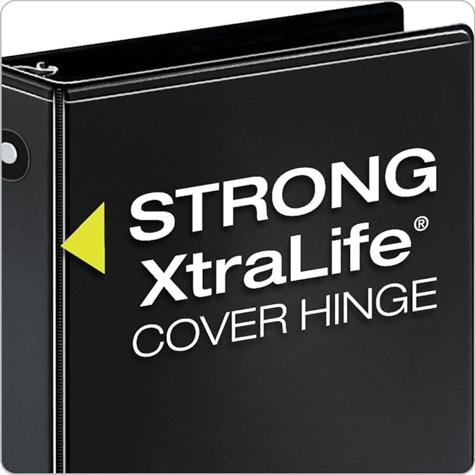 Cardinal Economy 3-Ring Binders, 3", Round Rings, Holds 625 Sheets, ClearVue Presentation View, Non-Stick, Black, Carton of 12 (90650)