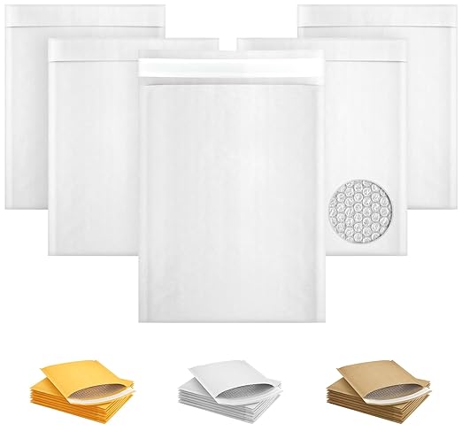 Kraft Bubble Mailers 8.5 x 11 Inch White, Padded Envelopes Self Seal, Pack of 200, Bubble Lined Kraft Paper Mailing Envelopes for Shipping