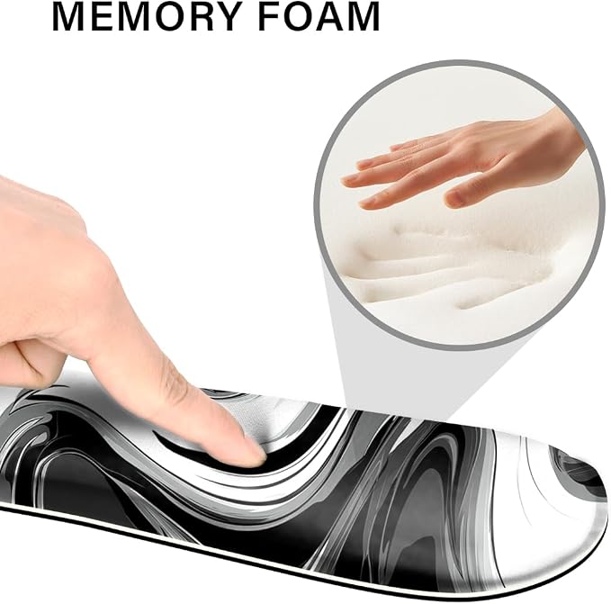 Desk Pad and Keyboard Wrist Rest, Large Mouse Pad + Keyboard Pad+Mouse Wrist Support, Non-Slip Desk Mat Protector for Office, Home 31.5×11.8 Inches Black & White Abstraction
