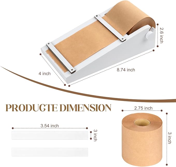 Desktop Note Paper Roll Dispenser with 98ft Note Taking Roller Wooden Kraft Paper Roll Holder Fit 3x2.75 Inch Sticky Note Roll Tearable Cutter Grocery List Roll Paper Holder for to-Do Lists