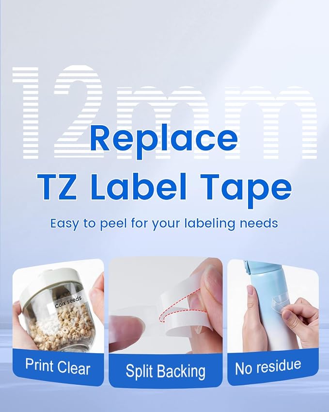 TZe-131 TZe131 Tz Tape 12mm 0.47 Laminated Clear Label Maker Refill | Replacement for Brother P-touch Label Tape 12 mm Clear Compatible with Brother PT-D210 D200 D220 H100 H110, 4-Pack