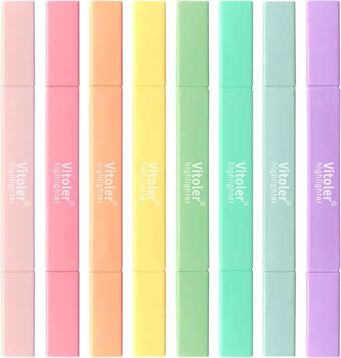 Vitoler 8pcs Aesthetic Highlighters, Chisel & Fine Tips Bible Highlighters | For teachers, For nurses, For women, For bibles, For markers, Aesthetic, For journaling, For office, For School Supplies