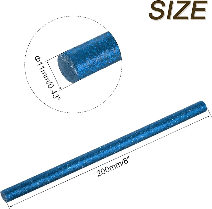 uxcell 30pcs Full Size Hot Glue Gun Sticks 8-inch x 0.43-inch High Sticky Large Hot Glue Sticks for Glue Gun, Glitter Bright Blue