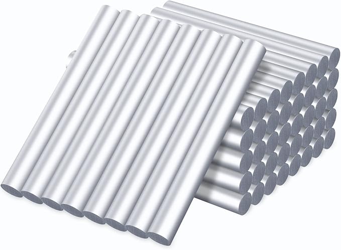 Metallic Silver Hot Glue Sticks, Manarty 48 PCS Full Size Hot Melt Glue Sticks, Sealing Wax Adhesive Stick for Stamp, Craft, Art DIY, Wedding Cards, Decoration, 0.43" Dia x 4" Long