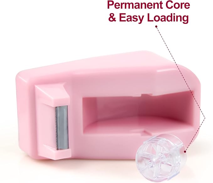 1Pcs Desktop Tape Dispenser with Weighted Nonskid Base, Pink | [Tape not Included] [Adhesive Roll Holder]