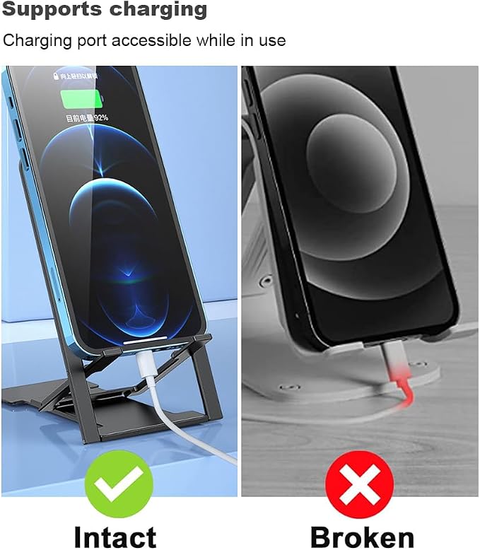 Kemoxan Ultra-Slim Foldable Cell Phone Stand for Desk, Ultrathin Portable Pocket Smartphone Kickstand, V Small Mobile Phone Travel Mount Compatible with Universal iPhone IPads Android Kindle