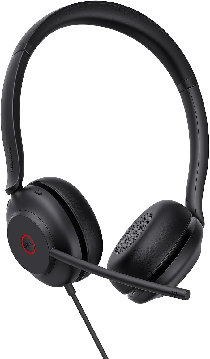Yealink UH35 USB Wired Headset, Noise Cancelling Mic,Call & Music Control, | Teams/Zoom Certified,Professional Stereo Headphons, Lightweight Design, Busylight, PC/Laptop/IP Phone, Office, Home,On-ear