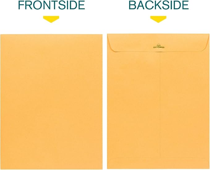 Clasp Envelopes 9x12 Inches Brown Kraft Catalog Letter Envelopes - 30 Pack - with Clasp Closure & Gummed Seal - 28lb Heavyweight Paper Envelopes for Home, Office, Business, Legal or School