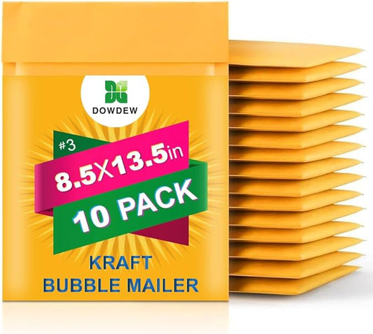 Kraft Bubble Mailers [10 Pack] Mailing Packing Envelopes #3 (8.5" x 13.5")