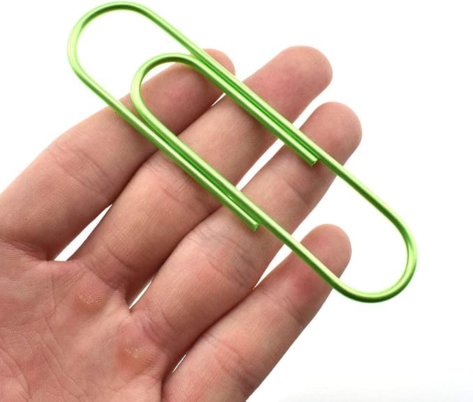 HAHIYO Paperclips 4 inch (100mm) Extra Large Paper Clips Sturdy Bright Green Vinyl Coated Prevent Scratching Tearing The Pages for Bookmark Organize Home Office School 14 Pack