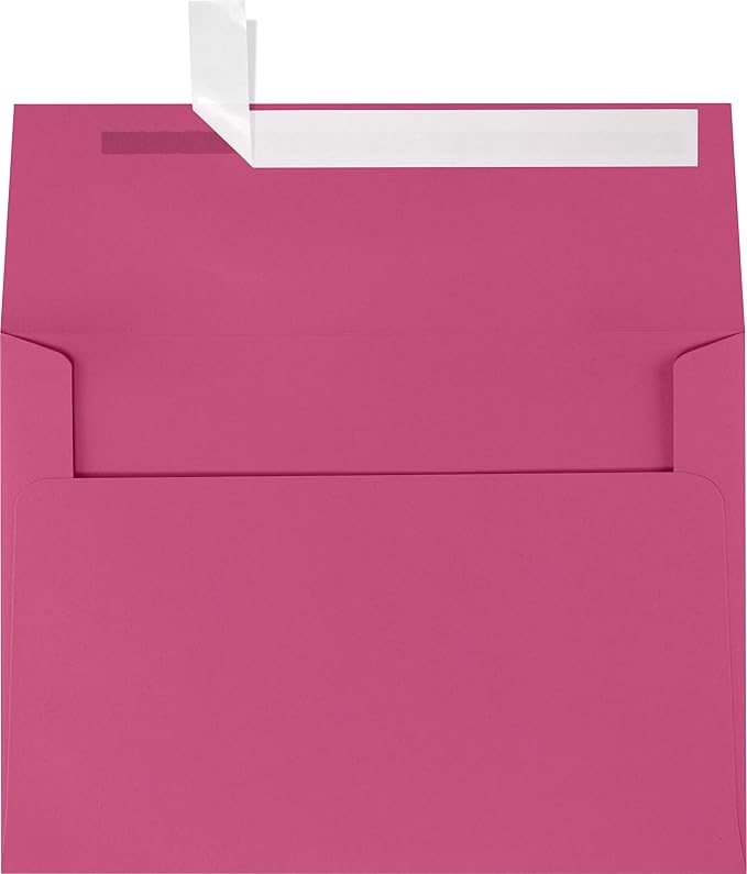 LUXPAPER A7 Invitation Envelopes for 5 x 7 Cards in 80 lb. Magenta, Printable Envelopes for Invitations, w/Peel and Press Seal, 250 Pack, Envelope Size 5 1/4 x 7 1/4 (Magenta)