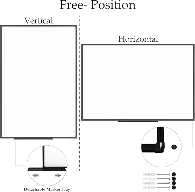 JILoffice Dry Erase Board 96 x 48 inches, Large Magnetic 4" x 8" Whiteboard for wall, Black Aluminum Frame Wall Mounted Board for Office Home and School