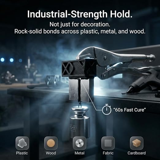 Black Hot Glue Sticks, Mini Size 0.27” x 4", 60-Pack | True Black, UV-resistant adhesive refill, light-blocking resin, zero stringing for 3D prints, electronics, outdoor repairs.