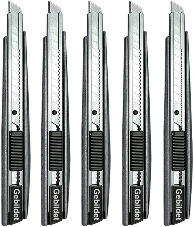 5pcs Professional Cutter - 9mm Snap Off Blades / 60 Degree Foil/Utility/Graphic Knife Set - Ideal for Foils, Wallpaper, Crafts, Cartons