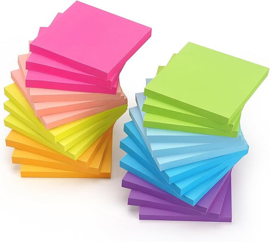 Early Buy 24 Pack Sticky Notes, 3×3 Inch, 8 Bright Colors, Self-Adhesive Notes, 60 Sheets per Pad, 1,440 Sheets Total, for Office, School, and Home Planning