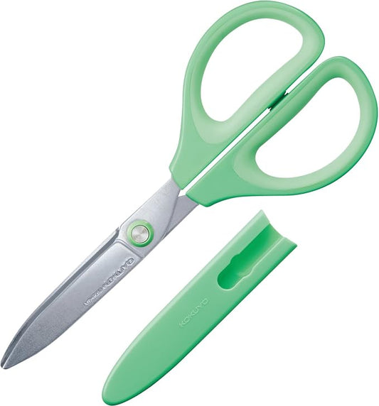 Kokuyo Saxa Glueless Scissors, Green, 3D Blade, Symmetrical Handle for Both Right-hand and Left-hand, with Safety Cap, Japan Import (HASA-P280G)