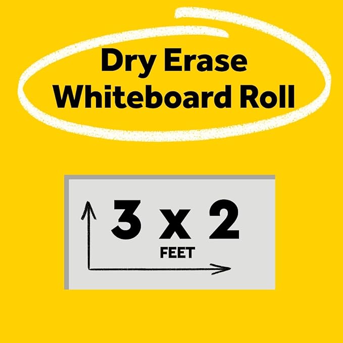 Post-it Dry Erase Whiteboard Film Surface for Walls, Doors, Tables, Chalkboards, Whiteboards, and More, Removable, Stain-Proof, Easy Installation, 3 x 2 ft Roll (DEF3x2)