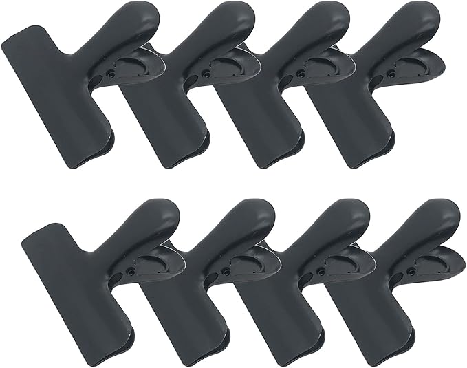 8 Pack Metal Chip Clips, 3 Inch Wide Stainless Steel Heavy Duty Food Bag Clips, Black