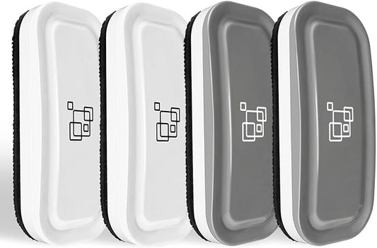 maxtek Magnetic Dry Erase Eraser, Glass Board Erasers - 4 Pack Whiteboard Eraser for Dry Erase Board, Glass Board, Calendar Board, Office and School Supplies (2 Gray + 2 White)