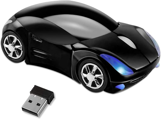 HuGuWdy Black Car Mouse，2.4G with USB Reciver 1600DPI Computer Mice Wireless for Computer Cute Wireless Mouse for Laptop Computer Tablet for Windows for Mac OS for Christmas（Black）