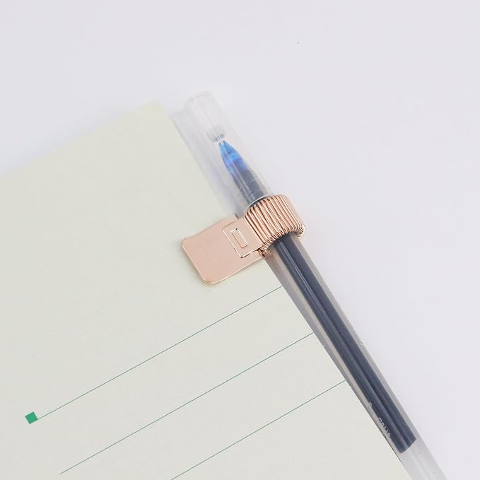 T Tulead 5PCS Pen Clipboard Holders Adjustable Pencil Clips for Notebook | Rose Golden Spring Loop Pencil Pen Clip, Fit Clip Less Than 2mm Board, Decorative Metal Pencil Holder Clip Organizer