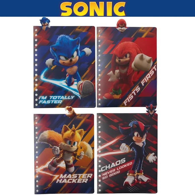 Sonic the Hedgehog Tab Journal Notebook for Kids, Spiral Bound, 96 Lined Pages, 8 x 7 inches