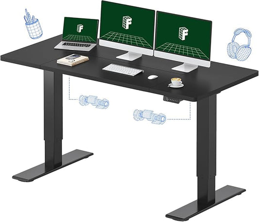 FLEXISPOT 63"x28" Large Dual Motor Electric Standing Desk, Black - 198 LBS Heavy-Duty Capacity, Ideal for Home Office, Creative Studio, or Multi-Monitor Setup
