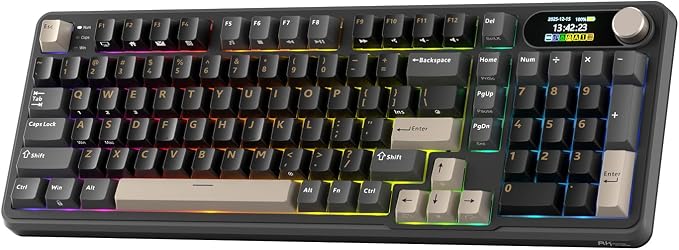 RK ROYAL KLUDGE S98 Wireless Mechanical Keyboard w/Smart Display & Knob | 96% RGB Wireless Gaming Keyboard BT/2.4G/USB-C, Hot Swappable Custom Keyboards, Creamy Sound Silent Computer Keyboard