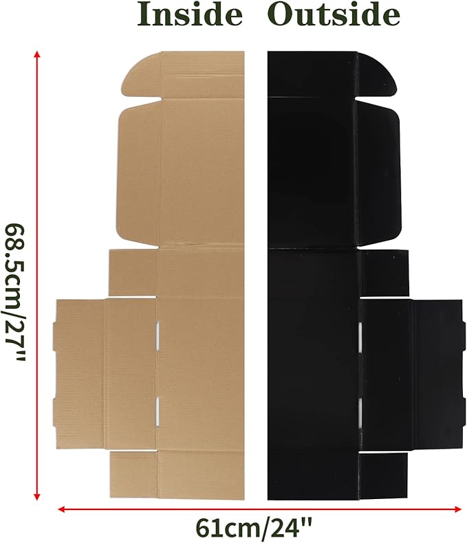 EXYGLO Shipping Cardboard Boxes for Small Business, Packing and Mailing, 12x9x3 - Pack of 20, Black