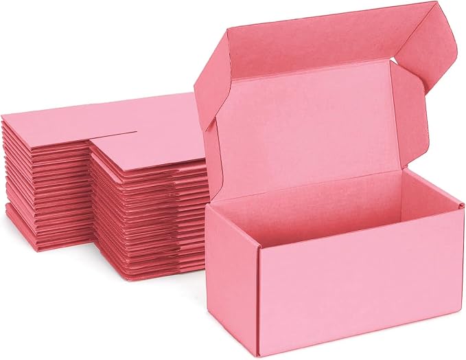 6x4x4 inch Pink Shipping Boxes for Small Business- Set of 25 | Sturdy ECT 32 Corrugated Cardboard Mailer Boxes, Easy Assemble for Packaging, Mailing, Gift