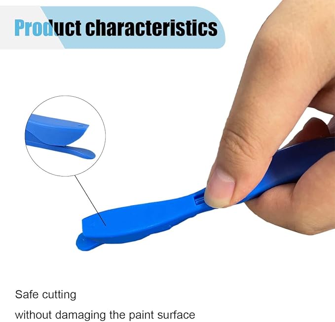 3PCS Wrapping Paper Cutter, Concealed Safety Sliding Cutter, Vinyl Gift Wrap Cutting Tool with Handle, Paper Cutter with Blades for Scrapbooking Christmas Wrap Roll Paper (Blue)