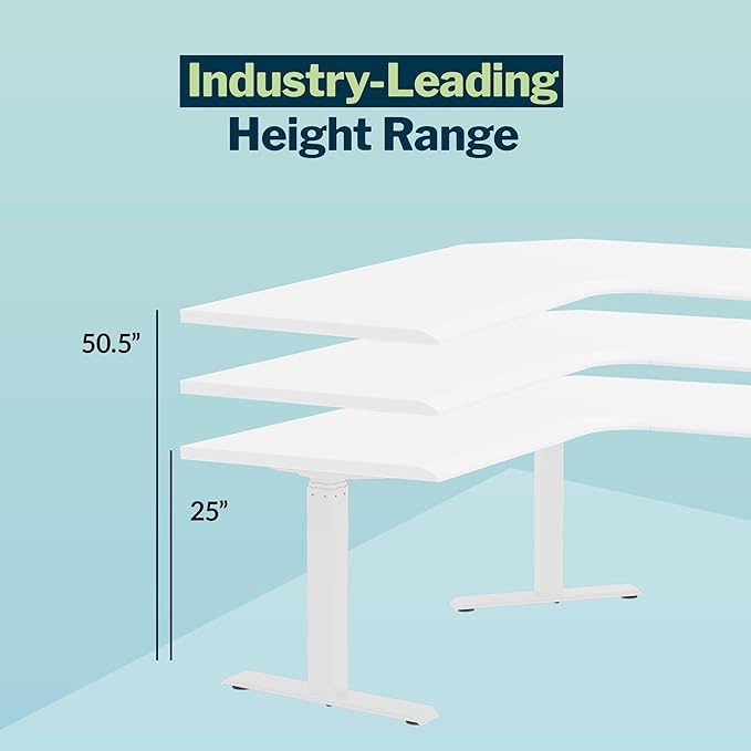 Vari ComfortEdge 80x60 L-Shape Electric Standing Desk – Height Adjustable Sit-Stand VariDesk for Corner Office with Reversible Left/Right Design + White Top/White Legs (Ships in 3 Boxes)