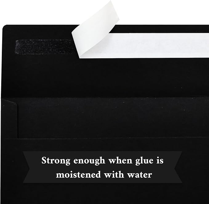 50 Pack #10 Business Envelopes, Black Standard Envelopes Self Seal, Letter Size Business Mailing Envelopes for Checks Letters Invoices Statements Birthday Graduation Wedding,4 1/8 x 9 1/2 Inch