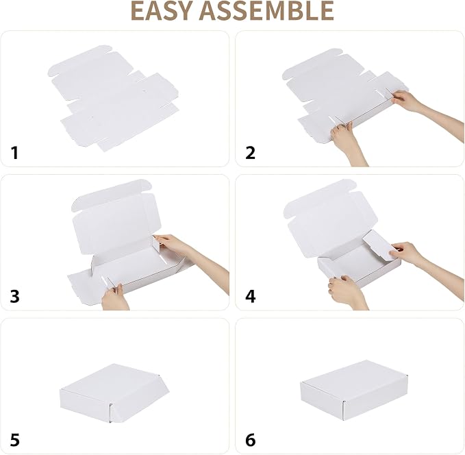 RLAVBL 9x6x2 Shipping Boxes Set of 50, White Corrugated Cardboard Box for Packing, Mailing, Business