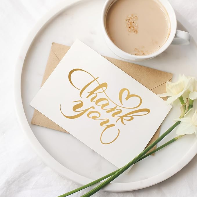 50 Pack 5x7 Thank You Cards, White Blank Card Stock Bulk, Thick Folded Heavy Cards Paper, Thank You Notes for Wedding Invitation, Greeting Cards, Envelopes, DIY Craft Card (Cards Only)