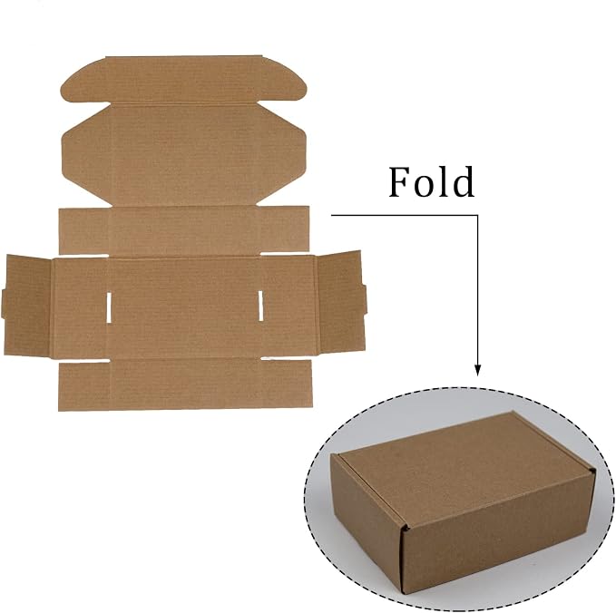 6x4x2 Inches Shipping Boxes Pack of 25, Brown Corrugated Cardboard Boxes for Small Bussiness