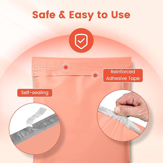 Metronic Poly Mailers 14.5x19 400 Pack, Heavy Duty Shipping Bags Bulk Self Seal Waterproof Tear Resistant Large Mailing Envelopes, Packaging bags for Small Business, Boutique, Clothing, Peach Pink