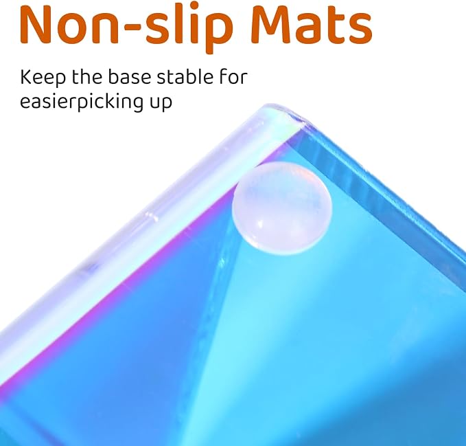 Iridescent Acrylic Desk Organizer with 3 Compartments - Clear Pencil Holder for Office, School & Home - Large Capacity Stationery Storage for Pens, Scissors, Sticky Notes, Paper Clips - Non-Slip Base