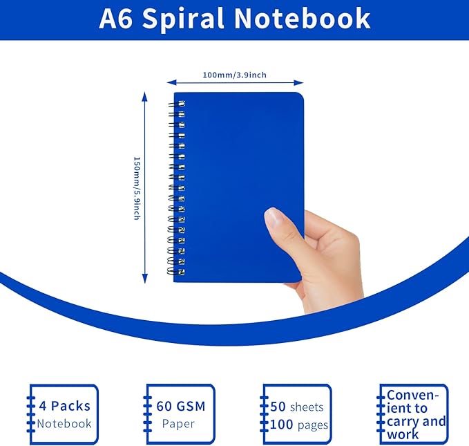 YiHenTiezz Spiral Notebook 4Pack Pocket Notebook 4.2"x 6.1" Pocket Notepad Small Notebook (8packBeige)