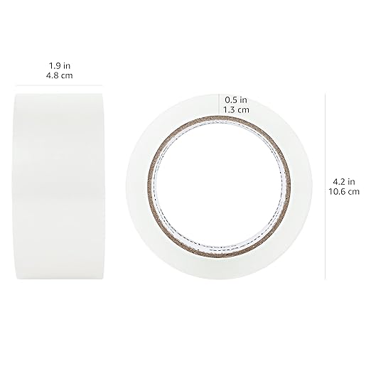 Amazon Basics Strong Plastic Adhesive Packing Tape for Shipping, Sealing Boxes, Moving and Storage, Clear, Low Odor, 1.88 in x 54.6 yds, 12-Pack