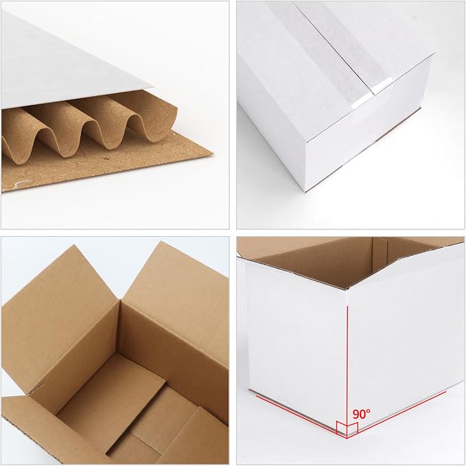 25-Pack Shipping Boxes 6x6x4 Inches, White | Corrugated Cardboard Box for Business Packing, Shipping, and DIY, Easy to Fold and Assemble